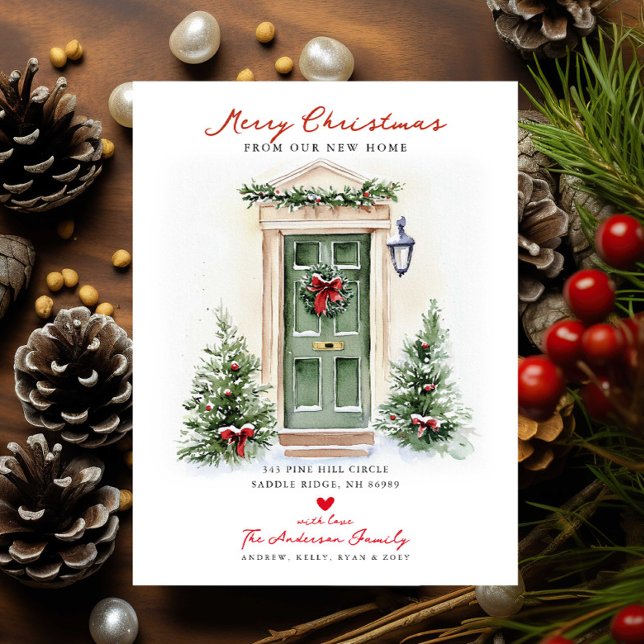 Rustic Merry Christmas New Home Card Meddelande Vykort (Skapare uppladdad)