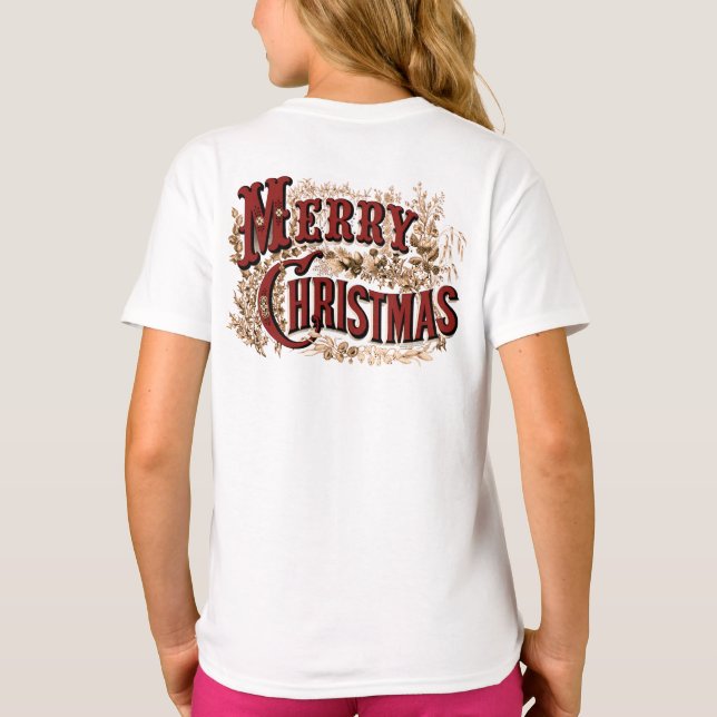 Rustic Merry Christmas  T Shirt (Baksida)