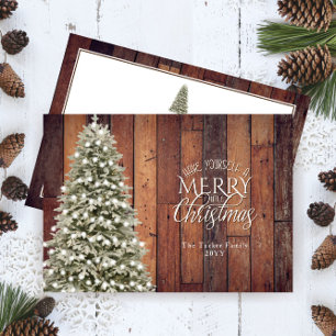 Rustic Merry Little Julgran jul Julkort