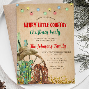 Rustic Merry Little Land Cowboyjulen Party Inbjudningar