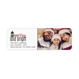 Rustic Merry och Bright Photo Returadress Etikett