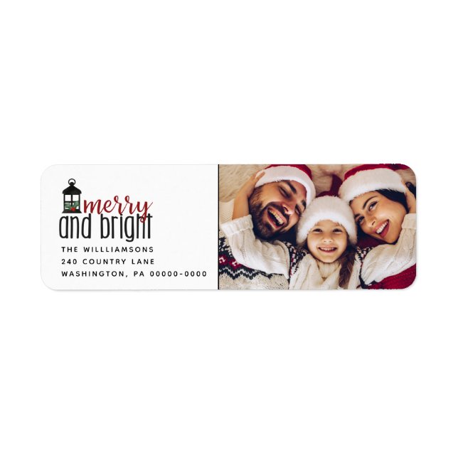 Rustic Merry och Bright Photo Returadress Returadress Etikett (Framsidan)