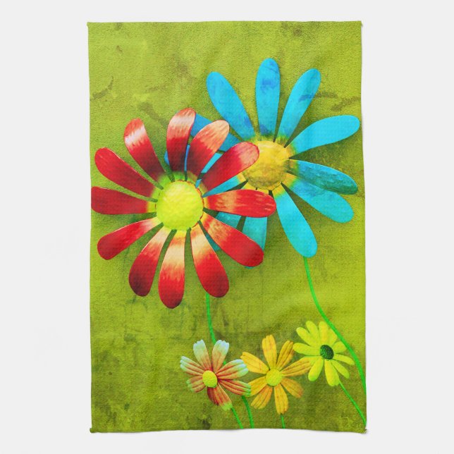 Rustic Metall Garden Flowers Kitchen Towels Kökshandduk (Vertikal)