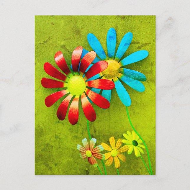 Rustic Metall Garden Flowers Vykort (Framsida)