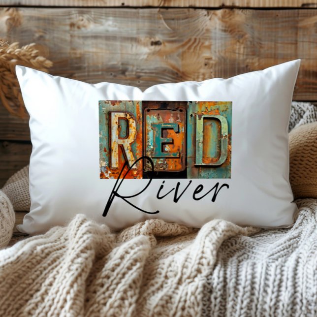 Rustic Metall Red River Louisiana State Lumbarkudde (Skapare uppladdad)