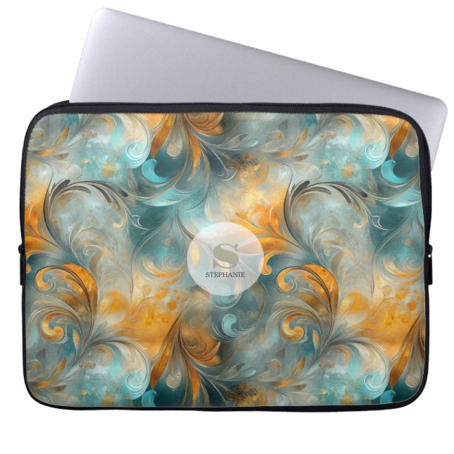 Rustic Metallic Paisley-Abstrakt - Vintage-inspire Laptop Fodral (Framsidan)