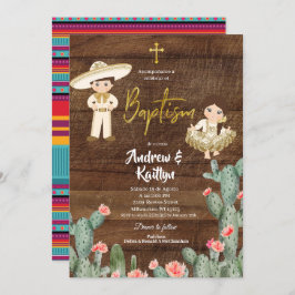 Rustic Mexican Guld Charro Boy Twin Bautizo Inbjudningar