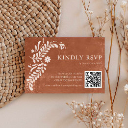 Rustic Mexican Terracotta Bröllop QR-kod OSA Kort