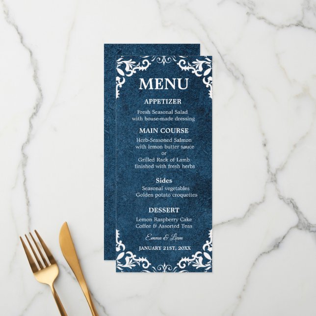 Rustic Mexican Wedding Menu Card Meny (Fram/Back In Situ)
