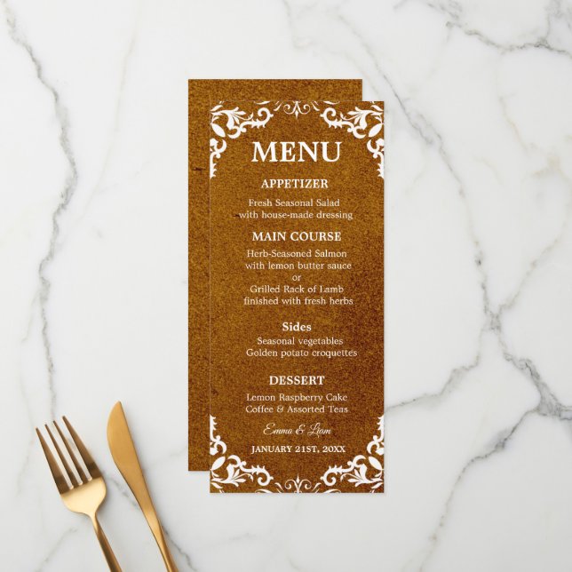 Rustic Mexican Wedding Menu Card Meny (Fram/Back In Situ)