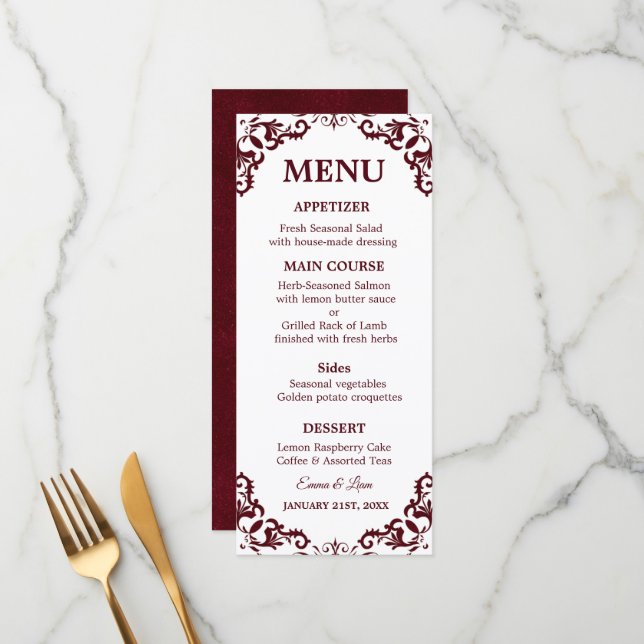 Rustic Mexican Wedding Menu Card Meny (Fram/Back In Situ)