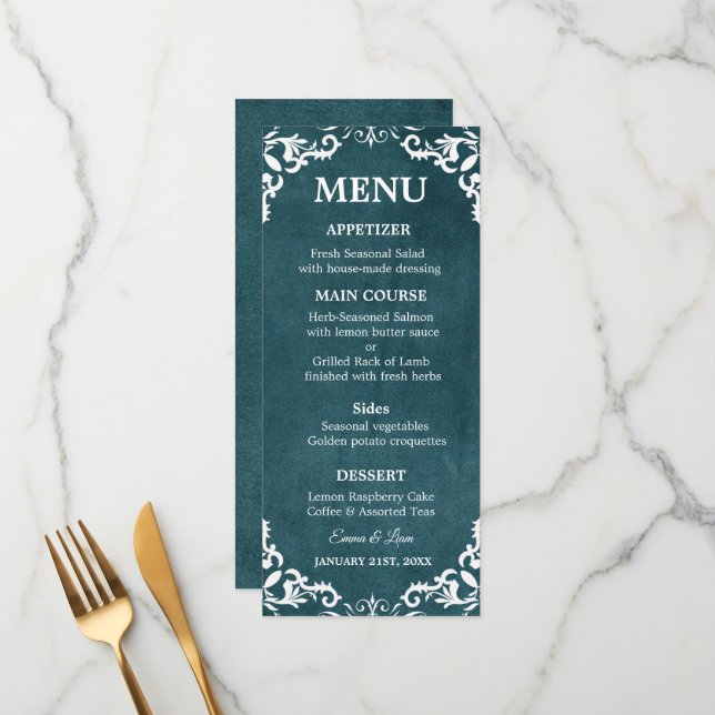 Rustic Mexican Wedding Menu Card Meny (Fram/Back In Situ)