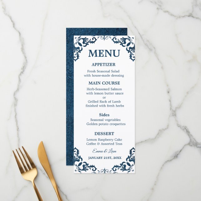 Rustic Mexican Wedding Menu Card Meny (Fram/Back In Situ)