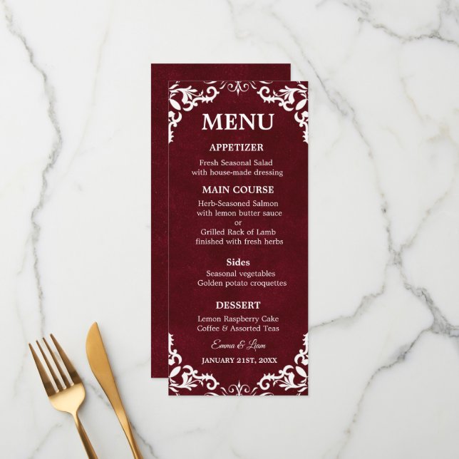 Rustic Mexican Wedding Menu Card Meny (Fram/Back In Situ)