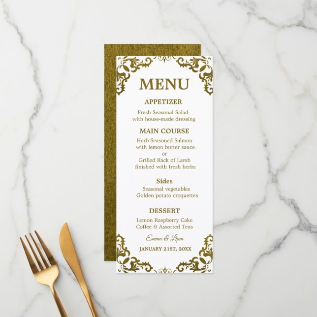 Rustic Mexican Wedding Menu Card Meny (Fram/Back In Situ)