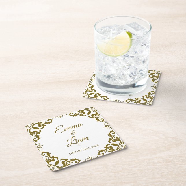 Rustic Mexican Wedding Paper Coasters Underlägg Papper Kvadrat (Insitu)