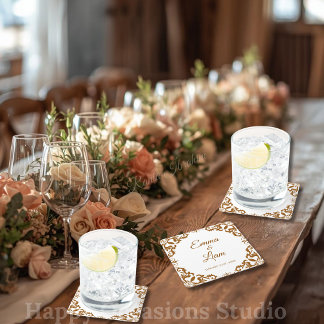 Rustic Mexican Wedding Paper Coasters Underlägg Papper Kvadrat