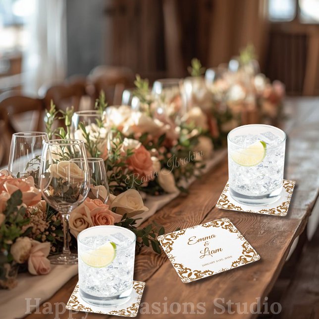 Rustic Mexican Wedding Paper Coasters Underlägg Papper Kvadrat (Skapare uppladdad)