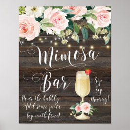 Rustic Mimosa Pub Bröllop  Rosa Poster