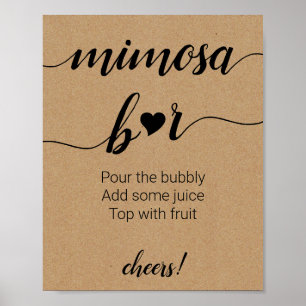 Rustic Mimosa Pub Sign Bröllop Poster