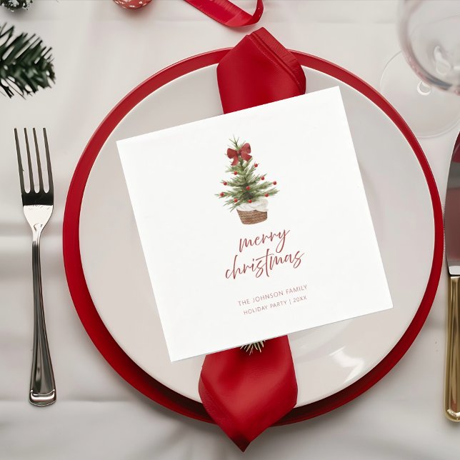 Rustic Mini Christmas Tree Holiday Party Napkins Pappersservett (Skapare uppladdad)