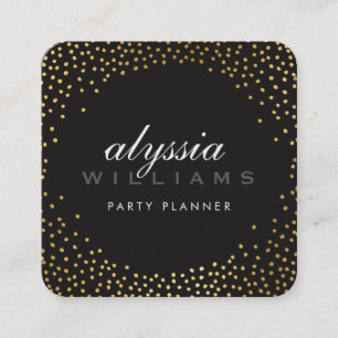 RUSTIC MINI CONFETTI Söt luxe guld svart Fyrkantigt Visitkort