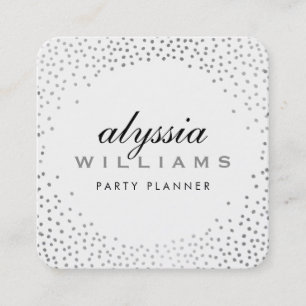 RUSTIC MINI CONFETTI Söt luxe halo silver spot Fyrkantigt Visitkort