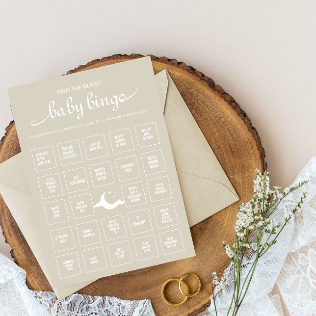 Rustic minimal hitta gästen baby bingo-spelet inbjudningar (Skapare uppladdad)