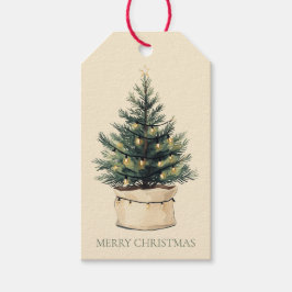 Rustic Minimal Julgran Helgdag Presentetikett