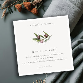 Rustic Minimal Olive Gren-bröllopsinbjudan Tack Kort