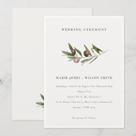 Rustic Minimal Olive Gren-bröllopsinbjudan Tack Kort