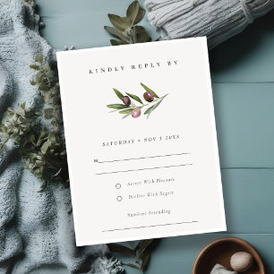 Rustic Minimal Olive Gren Foliage Bröllop OSA Kort