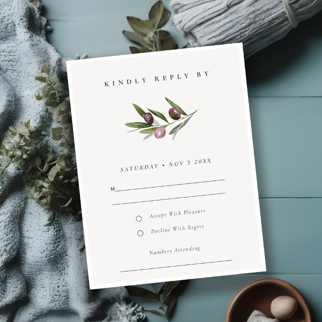 Rustic Minimal Olive Gren Foliage Bröllop OSA Kort (Skapare uppladdad)