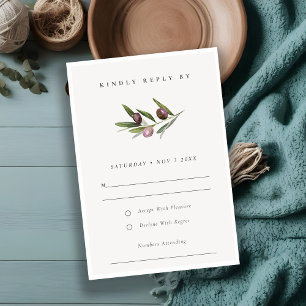 Rustic Minimal Olive Gren Foliage Bröllop OSA Kort