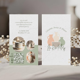 Rustic Minimal Pottery Photo Collage Business Card Visitkort