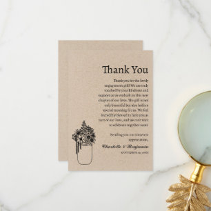 Rustic Minimalist Brown Kraft Förlovning Gift Tack Kort