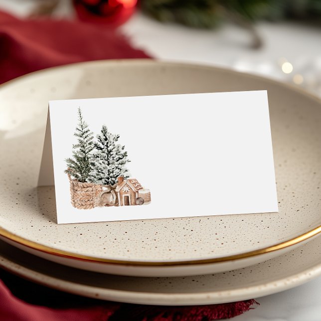 Rustic Minimalist Christmas Trees Placeringskort (Skapare uppladdad)