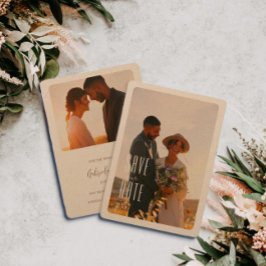 Rustic Minimalist Photo Bröllop spara datum Inbjudningar