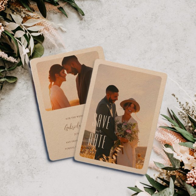 Rustic Minimalist Photo Bröllop spara datum Inbjudningar (Skapare uppladdad)