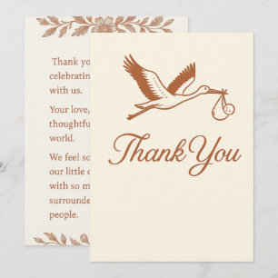 Rustic Minimalist Stork Baby Shower Inbjudningar