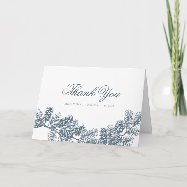 Rustic Minimalist Winter Greenery Tack Kort (Framsida)