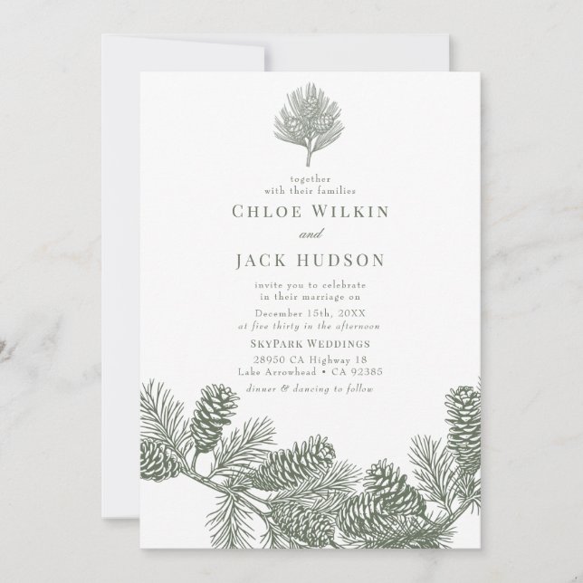 Rustic Minimalist Winter Wedding Inbjudningar (Framsida)