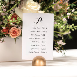 Rustic Minimalistic Calligraphy Seating Chart Card Bordsnummer