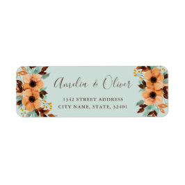 Rustic Mint Grönt Blommigt Bröllop Returadress Etikett