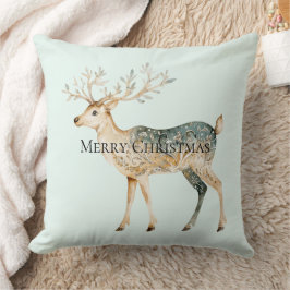 Rustic Mint Grönt Guld Cream Hjort jul Kudde