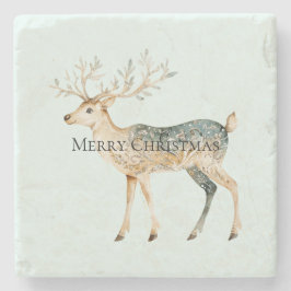 Rustic Mint Grönt Guld Cream Hjort jul Stenunderlägg