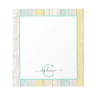 Rustic Mint & Gult Boho Geo Modern Personlig Anteckningsblock