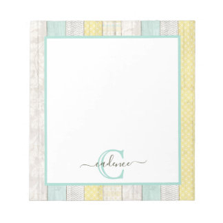 Rustic Mint & Gult Boho Geo Modern Personlig Anteckningsblock