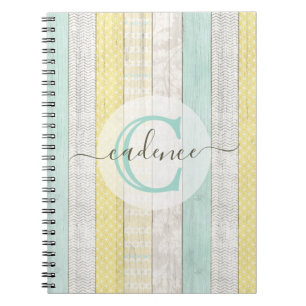 Rustic Mint & Gult Boho Geo Modern Personlig Anteckningsbok