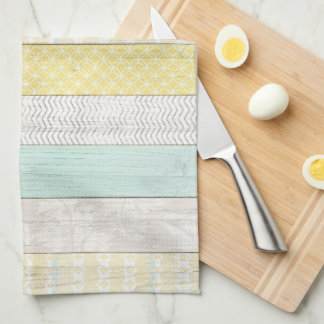 Rustic Mint & Gult Boho Geometric Modern Cottage Kökshandduk